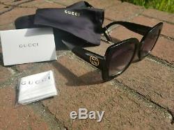 New Gucci GG0083S Authentic Oversized Square Black Women Sunglasses