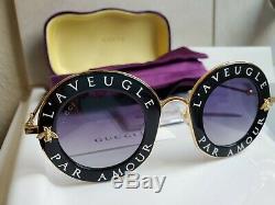 New Gucci GG0113S 001 Sunglasses L'Aveugle Par Amour Black. New