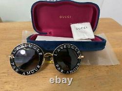 New Gucci GG0113S Authentic Oversized Round Black Women Sunglasses
