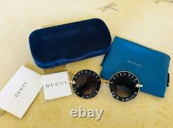 New Gucci GG0113S Oversized Round Black Women Sunglasses 100% UV