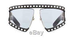 New Gucci GG0234S 001 Black with Pearl Oversize Women Sunglasses
