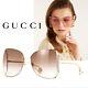 New Gucci Gg0252s Oversized Women Metal Butterfly Sunglasses Gradient Brown Lens