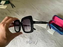 New Gucci GG0418S Authentic Oversized Square Black Women Sunglasses