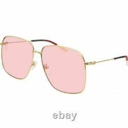 New Gucci Pink Metal Rose Gold Oversized Women's Sunglasses GG0394S-004