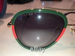 New Gucci Sunglasses GG0062S 003 Gold/Green Gradient Lens