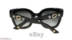 New Gucci Women Sunglasses GG0208S 001 Black Grey Gradient Lens 49mm Authentic