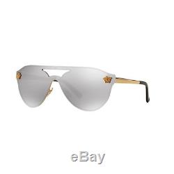 New Original Versace Aviator Sunglasses VE2161 10026G Gold Metal Silver Lens NIB