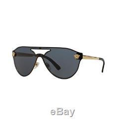 New Original Versace Aviator Sunglasses VE2161 100287 Gold Metal Grey Lens NIB