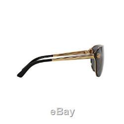New Original Versace Aviator Sunglasses VE2161 100287 Gold Metal Grey Lens NIB