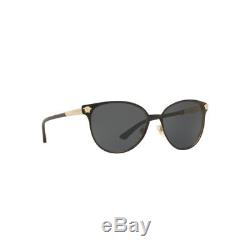 New Original Versace Aviator Sunglasses VE2168 137787 Black Frame Grey Lens NIB