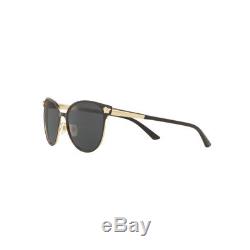 New Original Versace Aviator Sunglasses VE2168 137787 Black Frame Grey Lens NIB