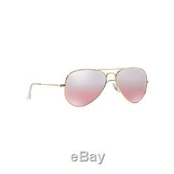 New Ray Ban Aviator Sunglasses RB3025 001/3E 58mm Brown Pink Silver Mirror Lens