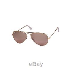 New Ray Ban Aviator Sunglasses RB3025 001/3E 58mm Brown Pink Silver Mirror Lens