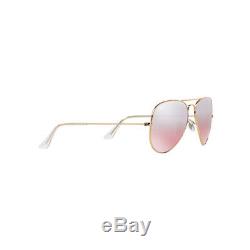 New Ray Ban Aviator Sunglasses RB3025 001/3E 62mm Brown Pink Silver Mirror Lens