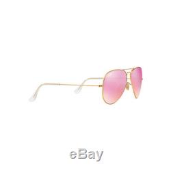 New Ray Ban Aviator Sunglasses RB3025 Gold Metal 112/4T 58mm Cyclamen Flash Lens