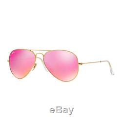 New Ray Ban Aviator Sunglasses RB3025 Gold Metal 112/4T 58mm Cyclamen Flash Lens