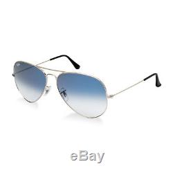 New Ray Ban Aviator Sunglasses RB3025 Silver 003/3F 58mm Gradient Blue UV Lens