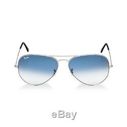 New Ray Ban Aviator Sunglasses RB3025 Silver 003/3F 58mm Gradient Blue UV Lens