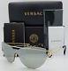New Versace Sunglasses Ve2186 12526g Gold Medusa Silver Mir 2186 Shield Genuine
