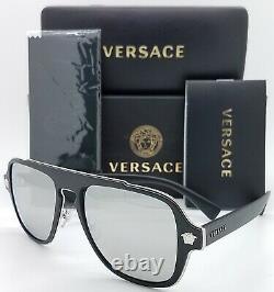 New Versace sunglasses VE2199 10006G 56mm Black Grey Silver Mirror AUTHENTIC NIB