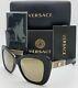 New Versace Sunglasses Ve4305q Gb1/5a Black Gold Medusa 4305 Cat Eye Genuine