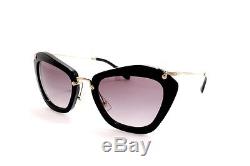 New original Miu Miu SMU 10NS 1AB-3M1 55 Women`s Sunglasses Black Gray Gradient