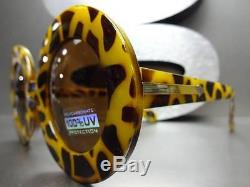 OVERSIZE EXAGGERATED RETRO VINTAGE SUN GLASSES X-Large Thick Round Leopard Frame