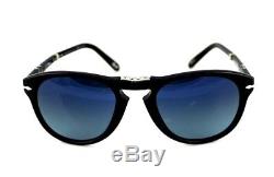 POLARIZED Steve McQueen Edt PERSOL Folding Black Blue Sunglasses PO 714 SM 95/S3