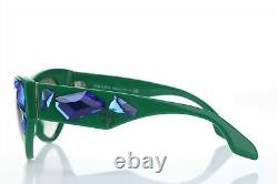 PRADA 162996 Women's SPR21Q Cat Eye Green Blue Crystal Stones Sunglasses 56mm
