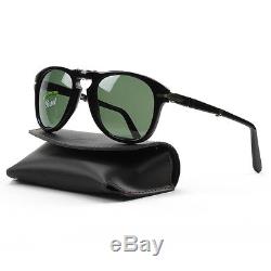 Persol 714 Folding Sunglasses 95/58 Black Grey Green Polarized Lens PO0714 52 mm