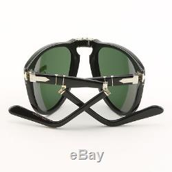 Persol 714 Folding Sunglasses 95/58 Black Grey Green Polarized Lens PO0714 52 mm