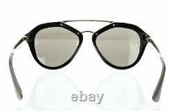 Prada 252004 Womens Mirrored Geometric Sunglasses Black/Gold