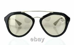 Prada 252004 Womens Mirrored Geometric Sunglasses Black/Gold
