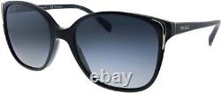 Prada Conceptual PR 01OS 1AB5W1 Black Plastic Square Sunglasses Grey Gradient