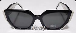 Prada PR 15WSF 09Q5S0 Black White Grey 55 mm Women Sunglasses AUTHENTIC