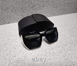 Prada PR 15WS 09Q550 Black White Dark Grey Lenses Women Cateye Sunglasses