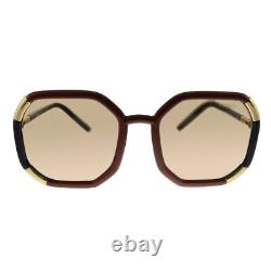 Prada PR 20XS 03F1P1 Brown/Gold/Black Plastic Square Sunglasses Brown Lens