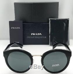 Prada Round Sunglasses SPR 05T PR 05T Black Gray Lens 1AB-1A1 Brand New