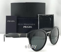 Prada Round Sunglasses SPR 05T PR 05T Black Gray Lens 1AB-1A1 Brand New