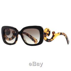 Prada SPR 27O NAI-0A7 Black/Havana Brown Women's Baroque Swirl Square Sunglasses