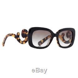 Prada SPR 27O NAI-0A7 Black/Havana Brown Women's Baroque Swirl Square Sunglasses