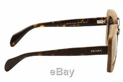 Prada Womens SPR 30R UBT0A7 Dark Wood Havana Sunglasses Authentic New