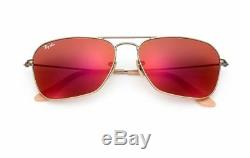 RARE Genuine Ray-Ban CARAVAN Bronze Copper Red Mirror Sunglasses RB 3136 167/2K