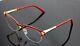 Rare Genuine Versace Red Pale Gold Cat Eye Glasses Half Rim Frame Ve 1235 1376