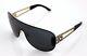 Rare Genuine Versace Rock Icon Black Pale Gold Shield Sunglasses Ve 2166 1252/87