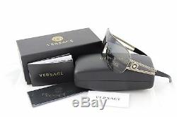 RARE Genuine VERSACE Rock Icon Black Pale Gold Shield Sunglasses VE 2166 1252/87
