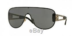 RARE Genuine VERSACE Rock Icon Black Pale Gold Shield Sunglasses VE 2166 1252/87