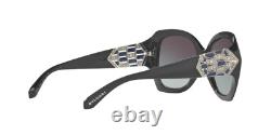 RARE NEW Genuine BVLGARI Black Silver Blue Crystals Sunglasses BV 8182-B 901/8G