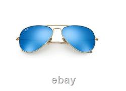 RAY BAN AVIATOR BLUE MIRRORED RB3025 GOLD Frame Sunglasses 58/14