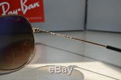 RAY BAN AVIATOR RB3025 Sunglsses Light Brown Gradient Lens, Gold Frame Medium